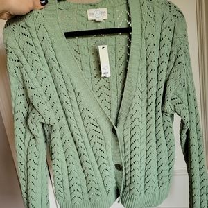 NWT Francescas knit cardigan with buttons - mint green